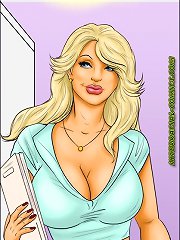 Cartoon comic porn with busty white blonde and three black boys with huge dicks