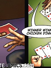 Deal the freaking cards you perverts, stop gaze on my boobs at cartoon porn galleries