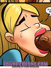 Lovely blonde tries black dick in interracial porn cartoons
