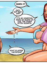 Huge cartoon juggs in focus! Mad beach porn with booby hotties!